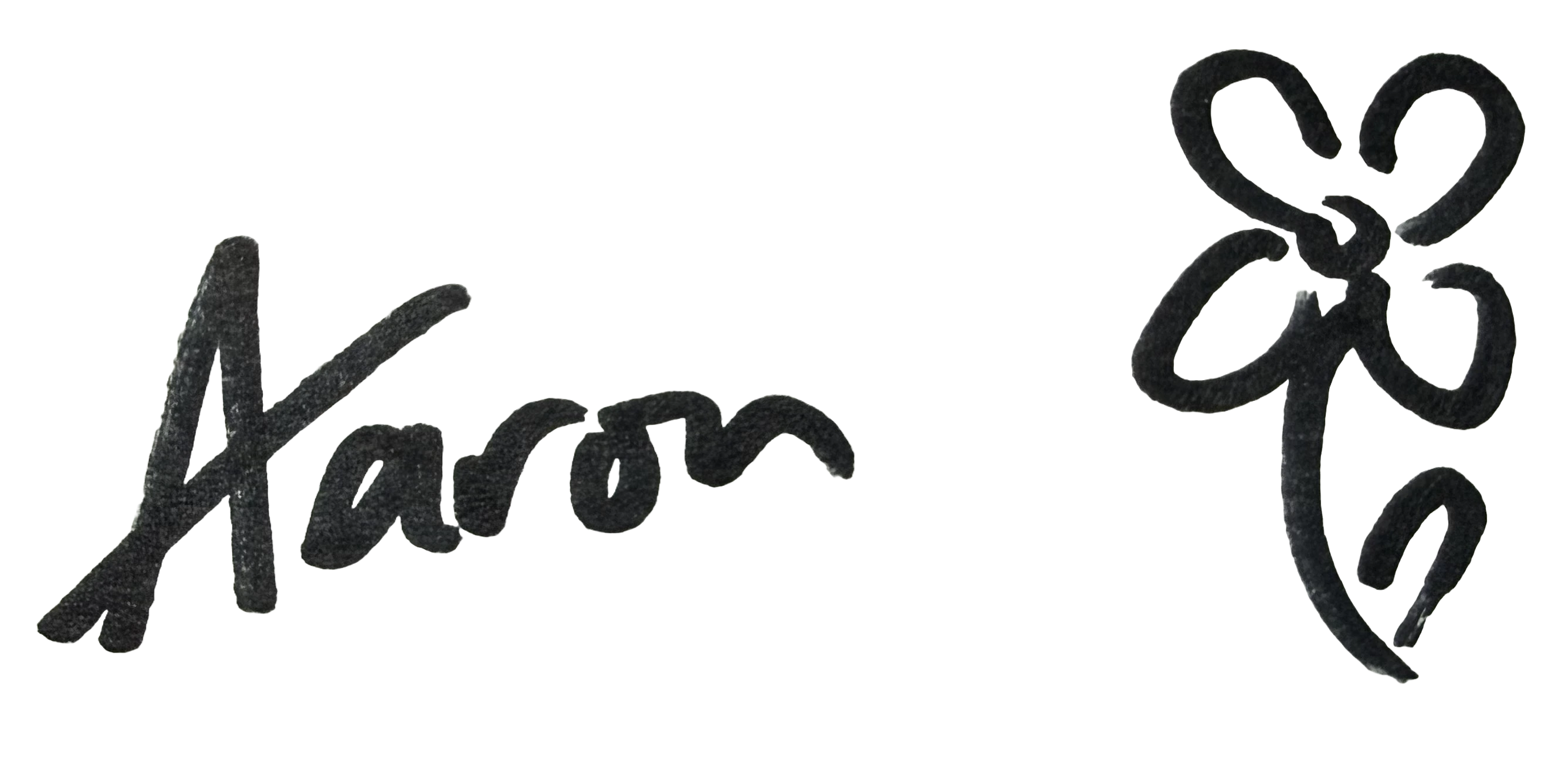 Aaron's signature, including a hand-drawn flower